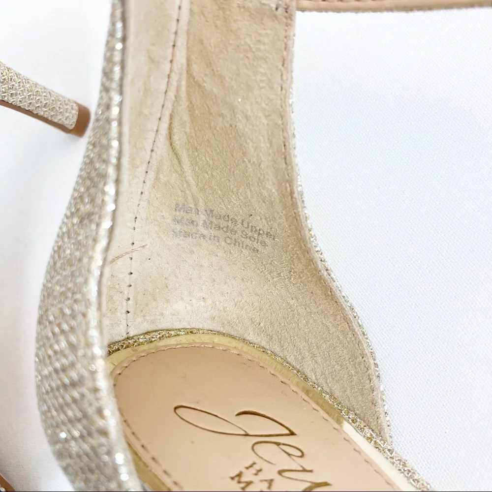 Jewel Badgley Mischka Lenny Heel Dress Sandals Light Gold Size 5